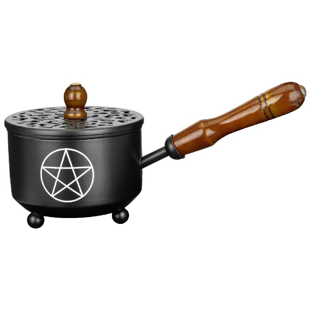 Kunst Und Magie Wicca Räucherpfanne Pentagramm Metall in schwarz Räuchergefäß Weihrauch-Aromatherapie-Brenner Meist gekauft