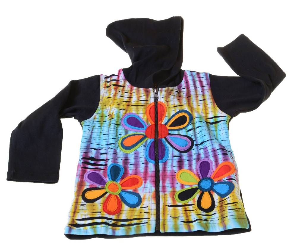 Kunst Und Magie Kinder Hippie Jacke Goa Psy Wichtel im Batik Razor Cut Design Begrenztes Angebot