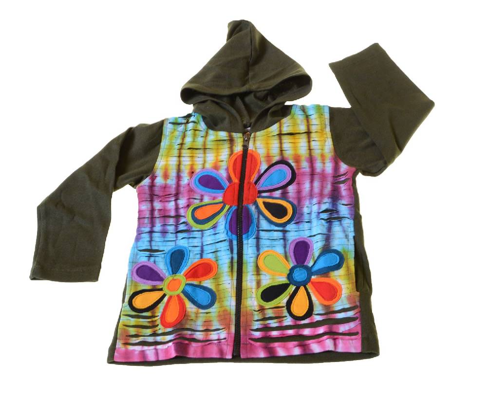 Kunst Und Magie Kinder Hippie Jacke Goa Psy Wichtel im Batik Razor Cut Design Begrenztes Angebot