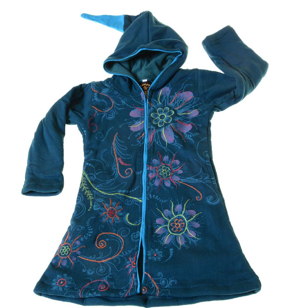 Kunst Und Magie Kinder Hippie Jacke mit Zipfelkapuze Goa Psy Wichtel Fantasy Flowers Preisnachlass