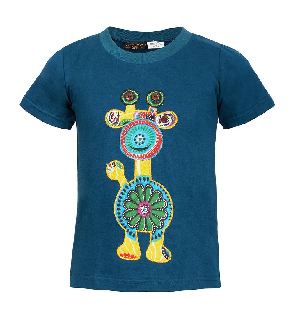 Kunst Und Magie Farbenfrohes Kids T-Shirt mit Patchwork-Stick "Giraffe" Hippie Goa Osterangebot