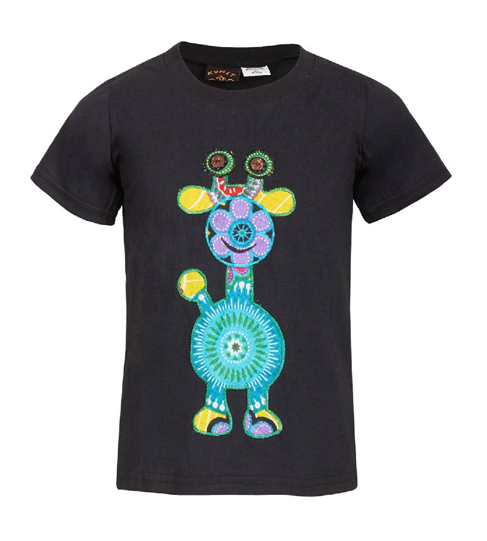 Kunst Und Magie Farbenfrohes Kids T-Shirt mit Patchwork-Stick "Giraffe" Hippie Goa Osterangebot