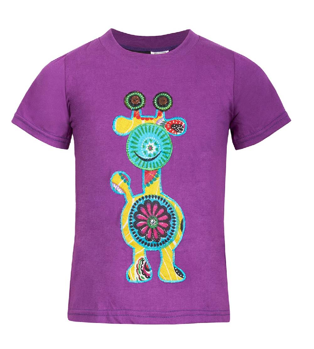 Kunst Und Magie Farbenfrohes Kids T-Shirt mit Patchwork-Stick "Giraffe" Hippie Goa Osterangebot