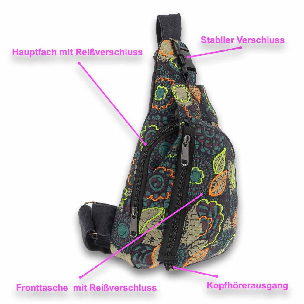 Kunst Und Magie Slingbag Brusttasche Hippie Goa Bodybag Schultertasche Rucksack Bunt S Super Sparpreis