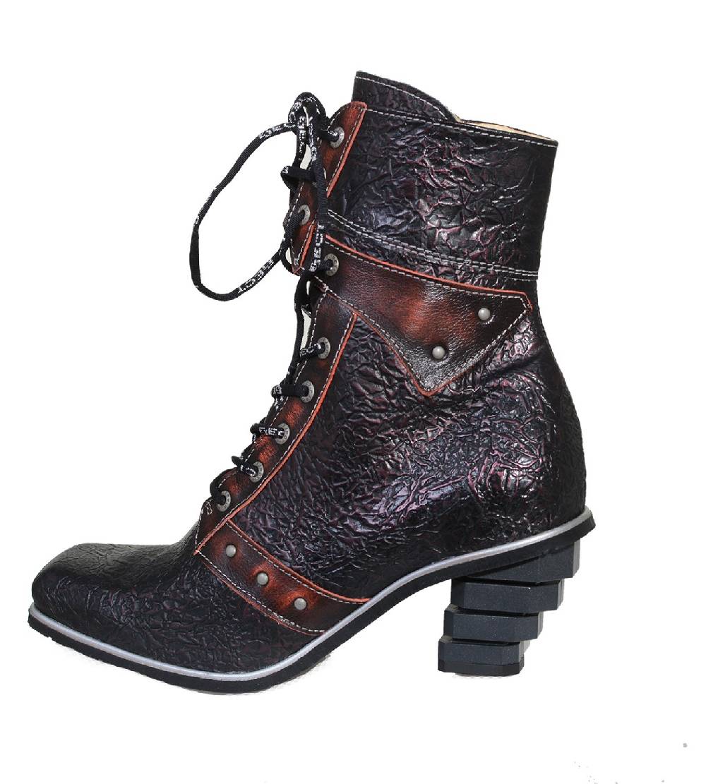 Kunst Und Magie Eject Stiefel - Antik Rote New Square Damen Biker Boots 50% Rabatt mit kostenlosem Versand