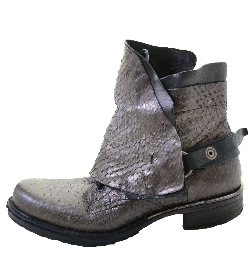 Kunst Und Magie A.S.98 Damen Leder Stiefelette Piombo Nero Fabrikladen