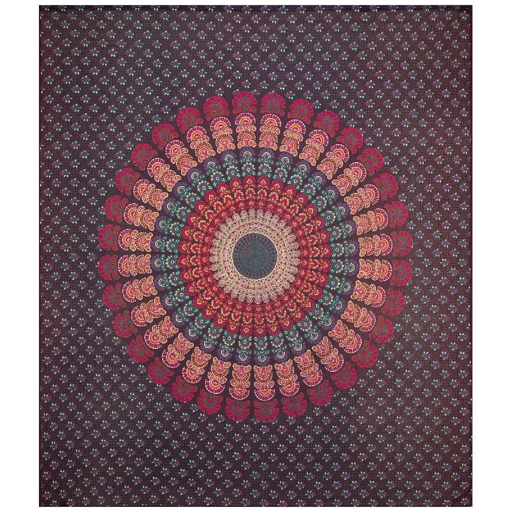 Kunst Und Magie Tagesdecke Wandbehang Mandala Deko Tuch Peacock Pfau XL ca. 200 x 230cm Begrenztes Angebot