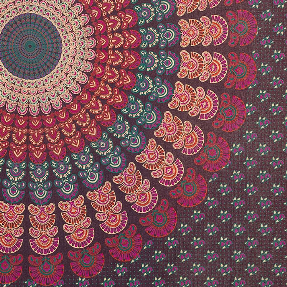 Kunst Und Magie Tagesdecke Wandbehang Mandala Deko Tuch Peacock Pfau XL ca. 200 x 230cm Begrenztes Angebot