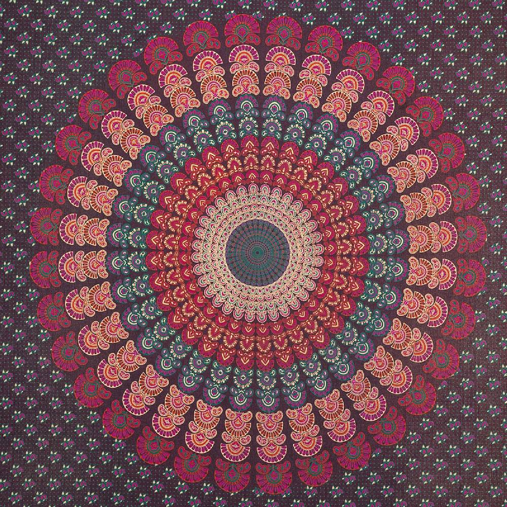 Kunst Und Magie Tagesdecke Wandbehang Mandala Deko Tuch Peacock Pfau XL ca. 200 x 230cm Begrenztes Angebot
