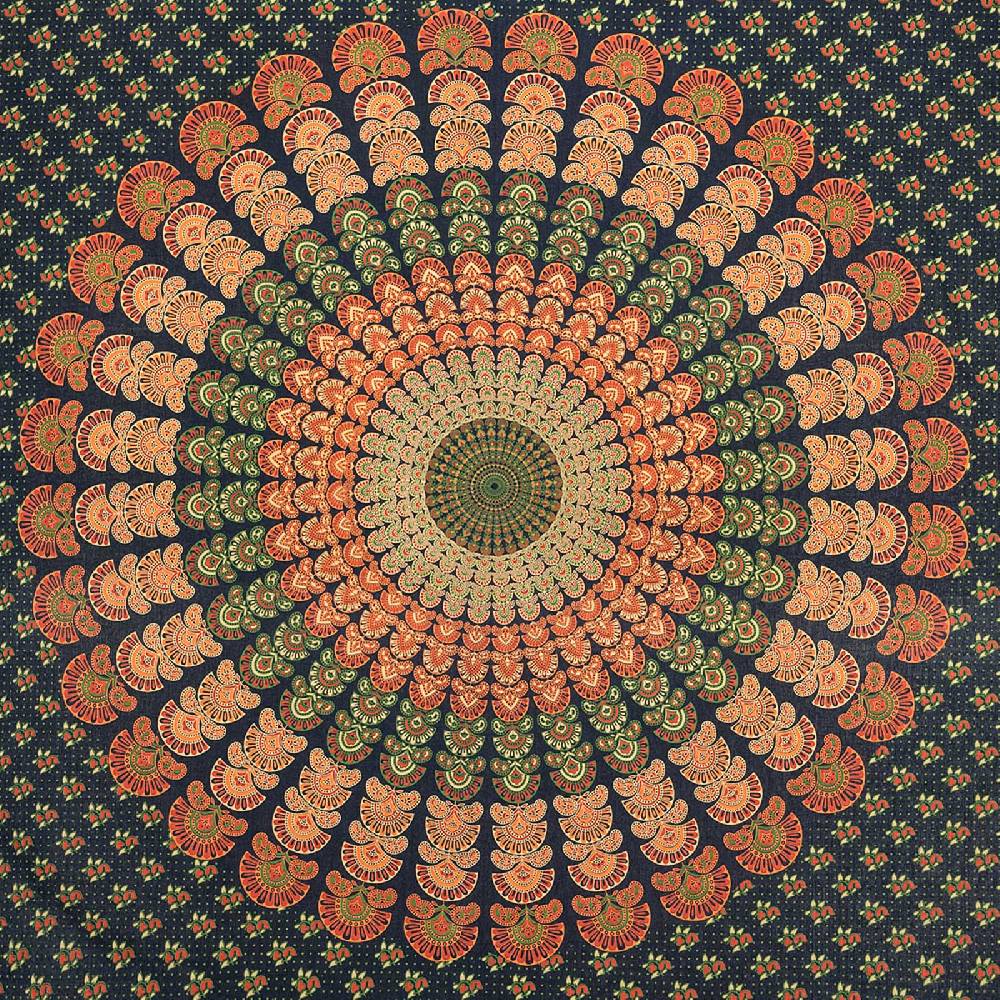 Kunst Und Magie Tagesdecke Wandbehang Mandala Deko Tuch Peacock Pfau XL ca. 200 x 230cm Online Shopping