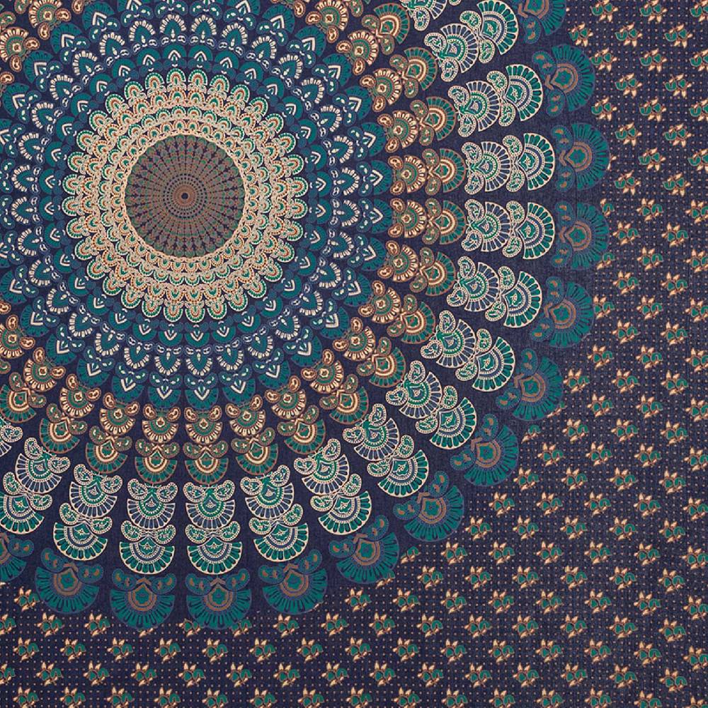 Kunst Und Magie Tagesdecke Wandbehang Mandala Deko Tuch Peacock Pfau XL ca. 200 x 230cm Exklusivangebot