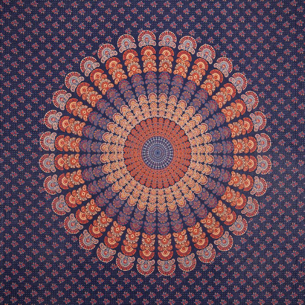 Kunst Und Magie Tagesdecke Wandbehang Mandala Deko Tuch Peacock Pfau XL ca. 200 x 230cm Preisnachlass