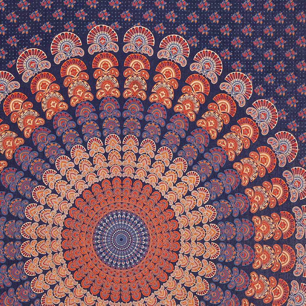 Kunst Und Magie Tagesdecke Wandbehang Mandala Deko Tuch Peacock Pfau XL ca. 200 x 230cm Preisnachlass