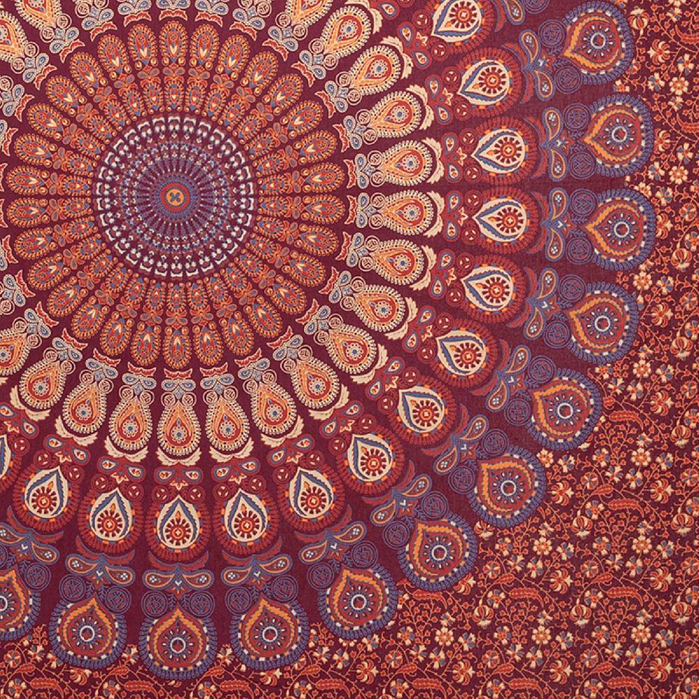 Kunst Und Magie Tagesdecke Wandbehang Mandala Deko Tuch Peacock Pfau XL ca. 200 x 230cm Saisonschlussverkauf