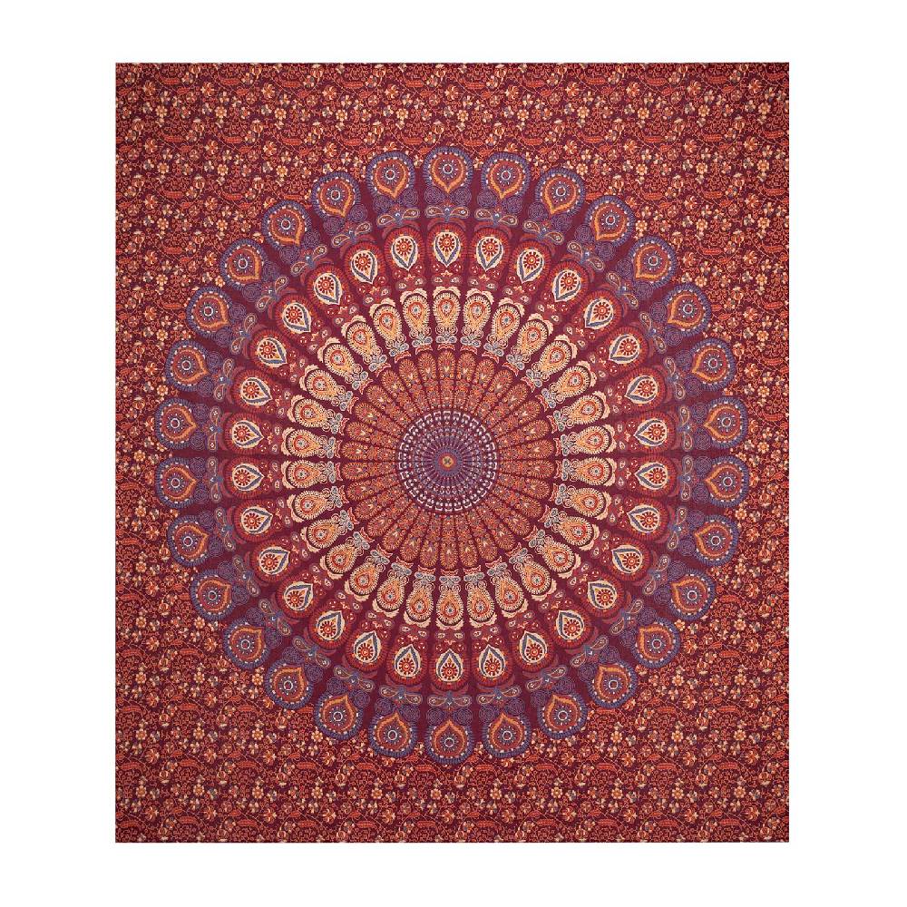 Kunst Und Magie Tagesdecke Wandbehang Mandala Deko Tuch Peacock Pfau XL ca. 200 x 230cm Saisonschlussverkauf