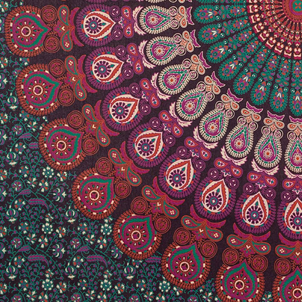 Kunst Und Magie Tagesdecke Wandbehang Mandala Deko Tuch Peacock Pfau XL ca. 200 x 230cm Black Friday