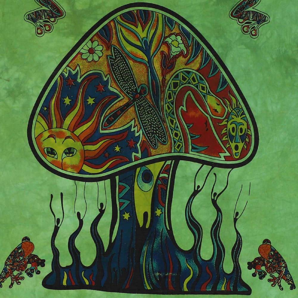 Kunst Und Magie Mushrooms Psy Goa Poster Wandbehang Deko Tuch Psychedelic Dekotuch ca. 210 x 140 cm Weihnachtsangebot