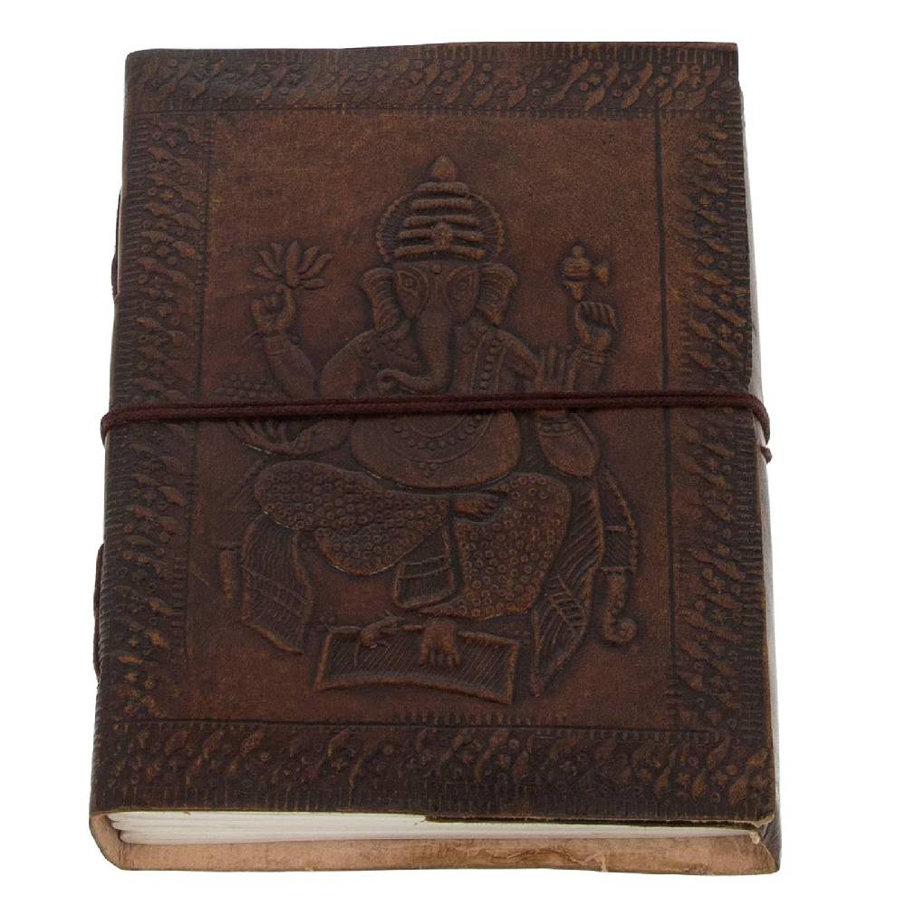 Kunst Und Magie Leder Tagebuch handgefertigt - geprägtes Notizbuch Lord Ganesha 18x13cm