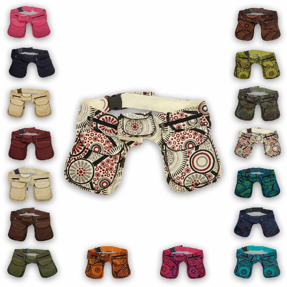 Kunst Und Magie Kunst und Magie Doppel Bauchtasche Sidebag Gürteltasche Festivaltasche Hippie Goa Hüfttasche Neuheiten