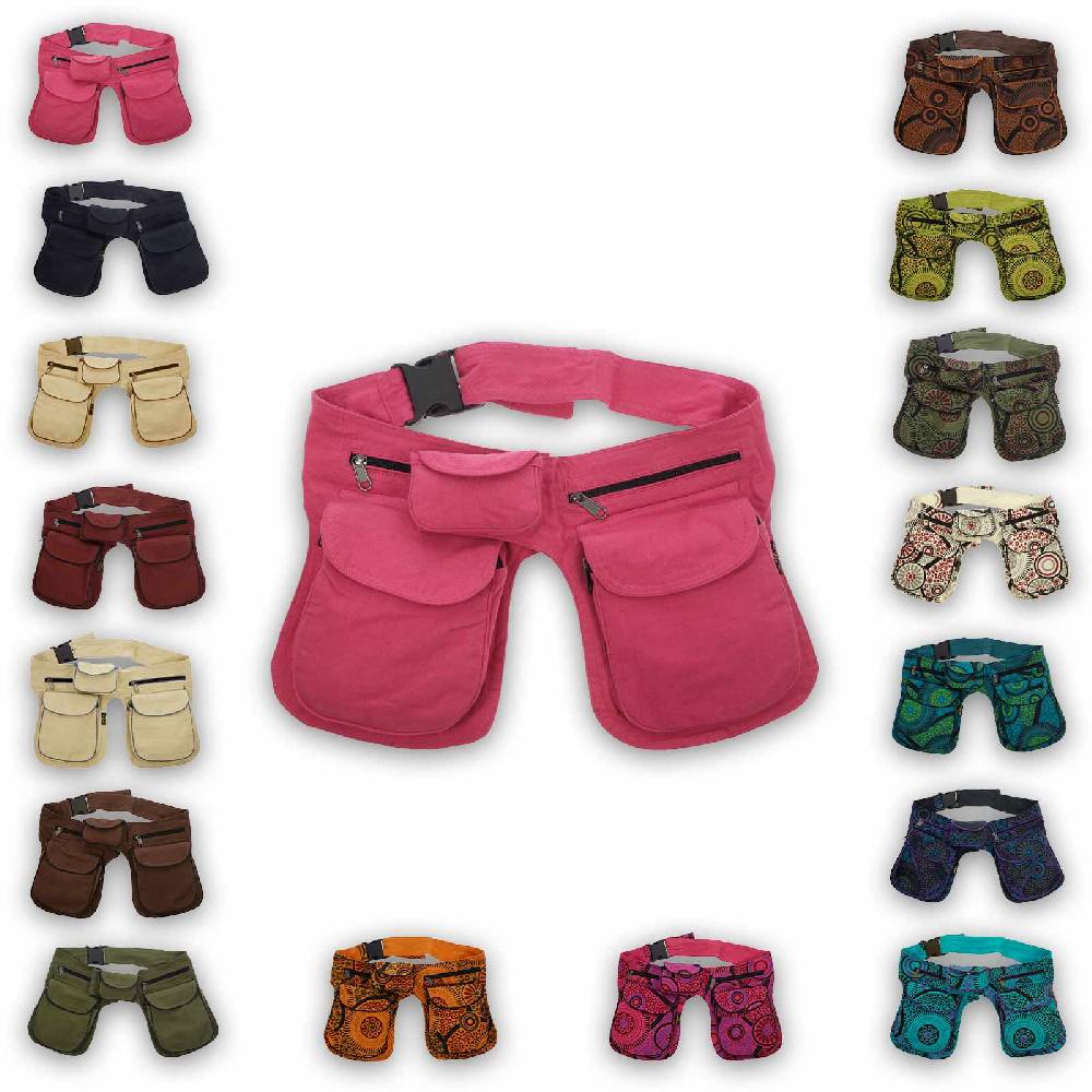 Kunst Und Magie Kunst und Magie Doppel Bauchtasche Sidebag Gürteltasche Festivaltasche Hippie Goa Hüfttasche Neuheiten