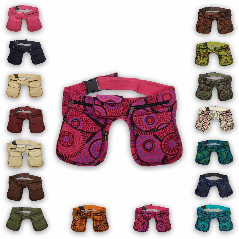 Kunst Und Magie Kunst und Magie Doppel Bauchtasche Sidebag Gürteltasche Festivaltasche Hippie Goa Hüfttasche Neuheiten