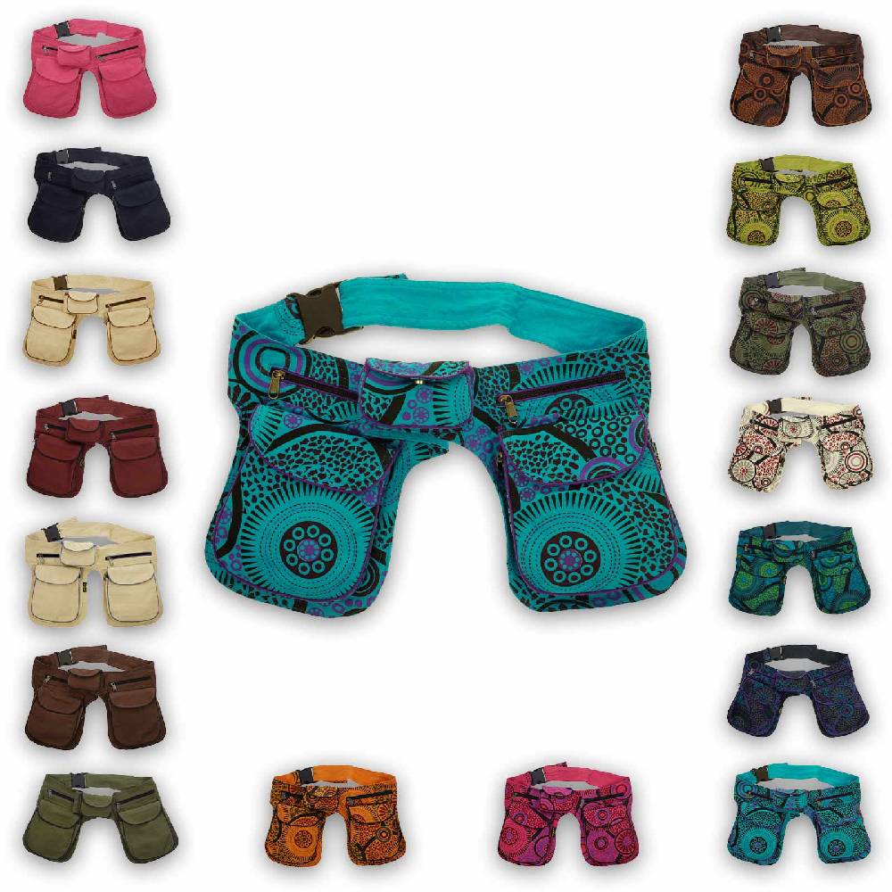 Kunst Und Magie Kunst und Magie Doppel Bauchtasche Sidebag Gürteltasche Festivaltasche Hippie Goa Hüfttasche Neuheiten