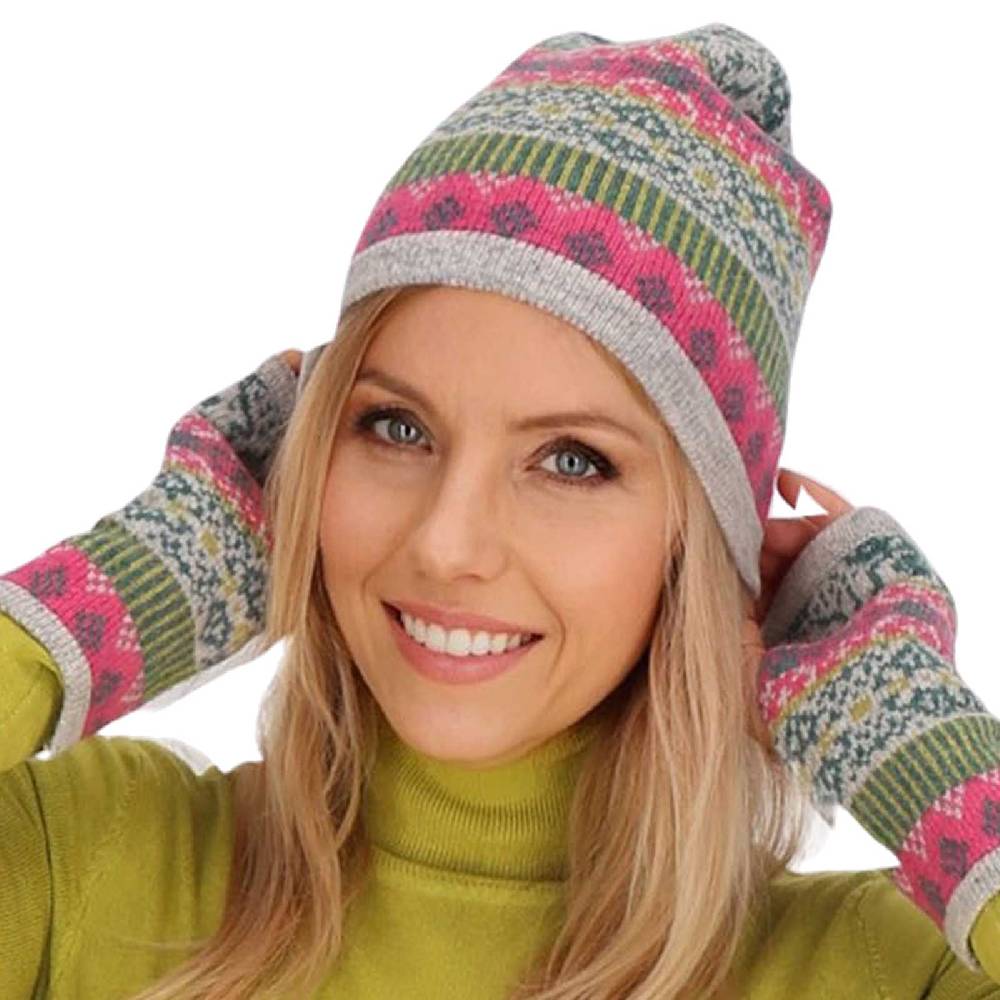 Kunst Und Magie Long Beanie Mütze aus Lammwolle Wollmütze Nordisch Strickmütze Wolle Unisex für Sie und Ihn