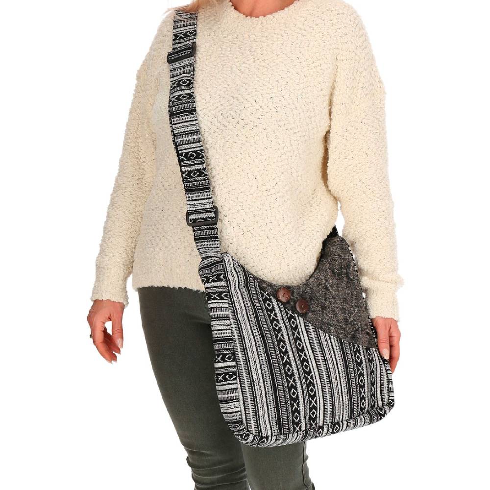 Kunst Und Magie Kunst und Magie Damen Schultertasche Stonewashed Hippie Handtasche Boho Goa Tasche mit Schulterriemen zollfrei