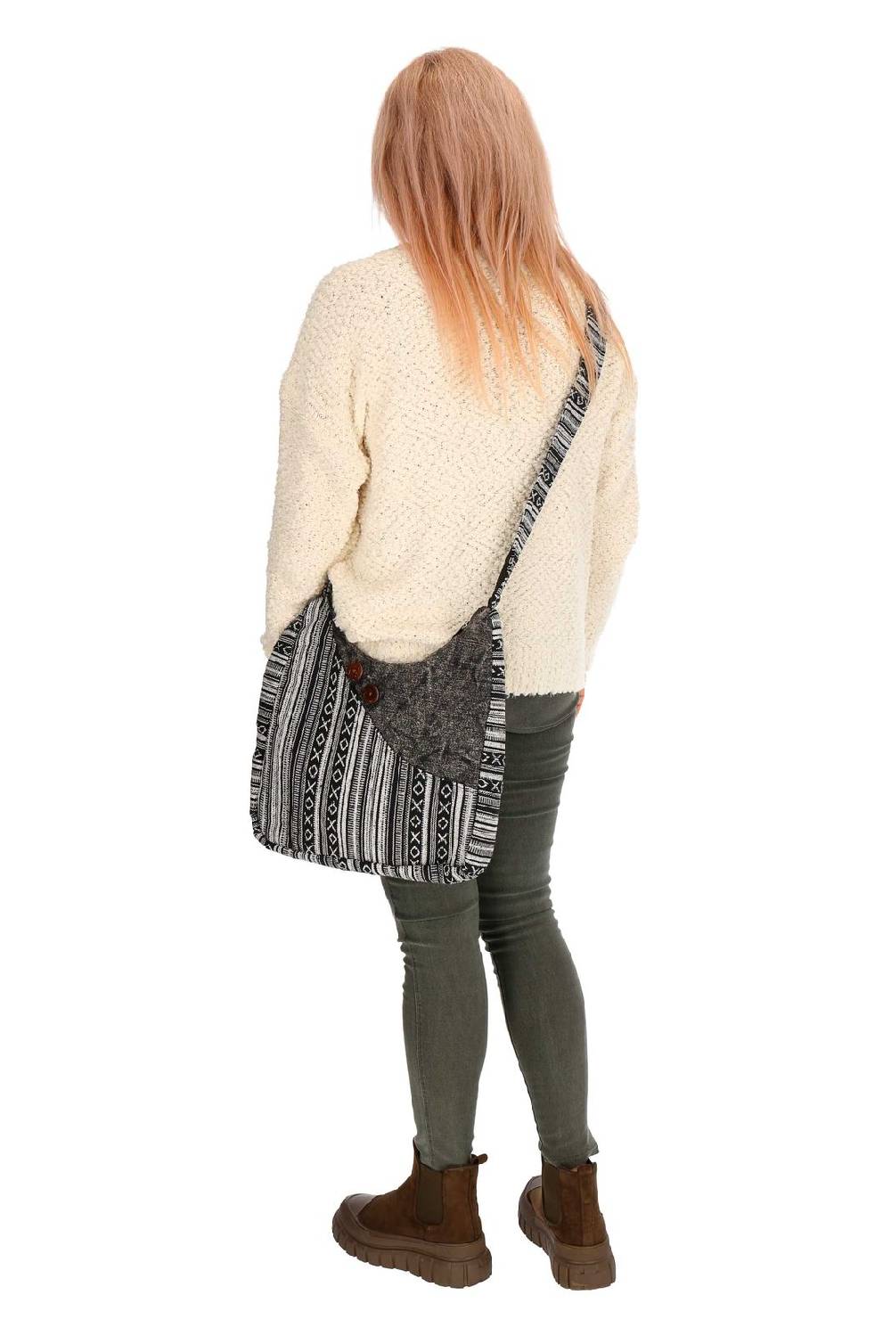 Kunst Und Magie Kunst und Magie Damen Schultertasche Stonewashed Hippie Handtasche Boho Goa Tasche mit Schulterriemen zollfrei
