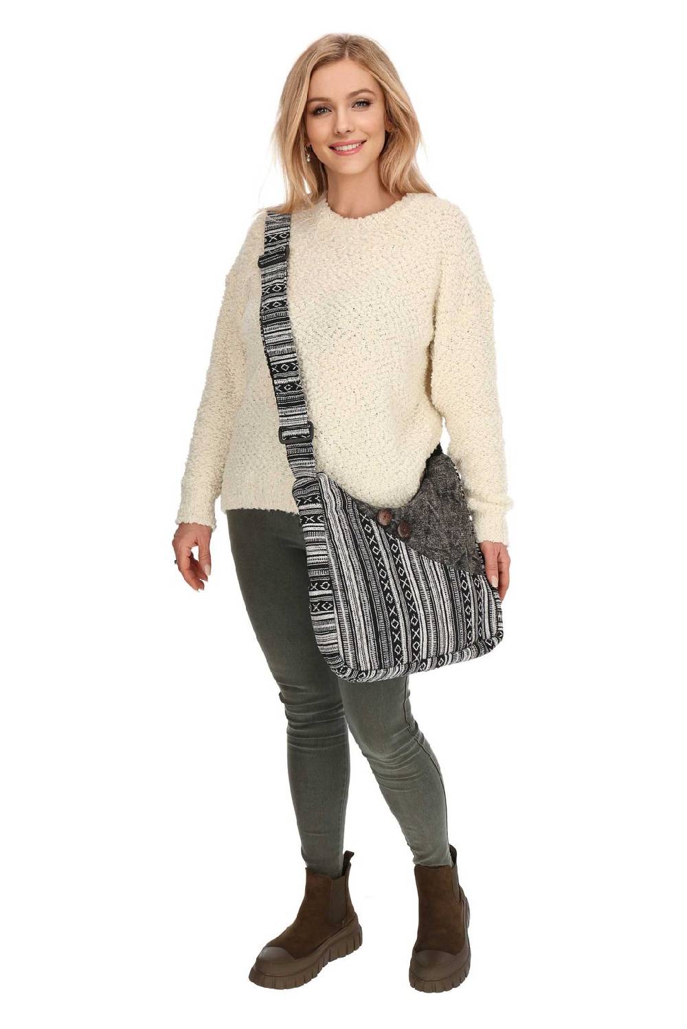 Kunst Und Magie Kunst und Magie Damen Schultertasche Stonewashed Hippie Handtasche Boho Goa Tasche mit Schulterriemen zollfrei