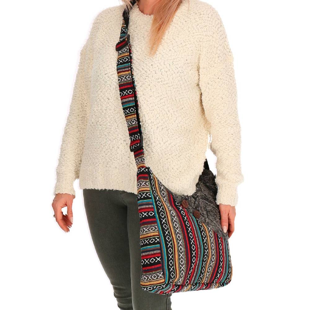 Kunst Und Magie Kunst und Magie Damen Schultertasche Stonewashed Hippie Handtasche Bunte Goa Tasche mit Schulterriemen 50% Rabatt für begrenzte Zeit