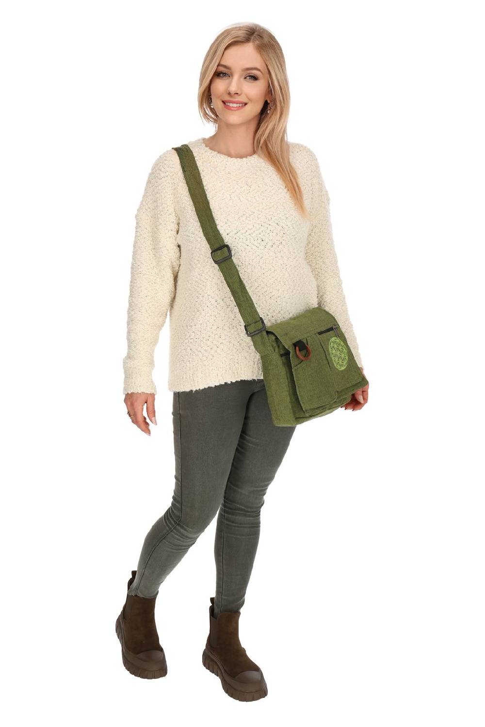 Kunst Und Magie Damen Tasche mit Schulterriemen Lebensblume Umhängetasche Hippie Handtasche Goa Schultertasche Auslauf