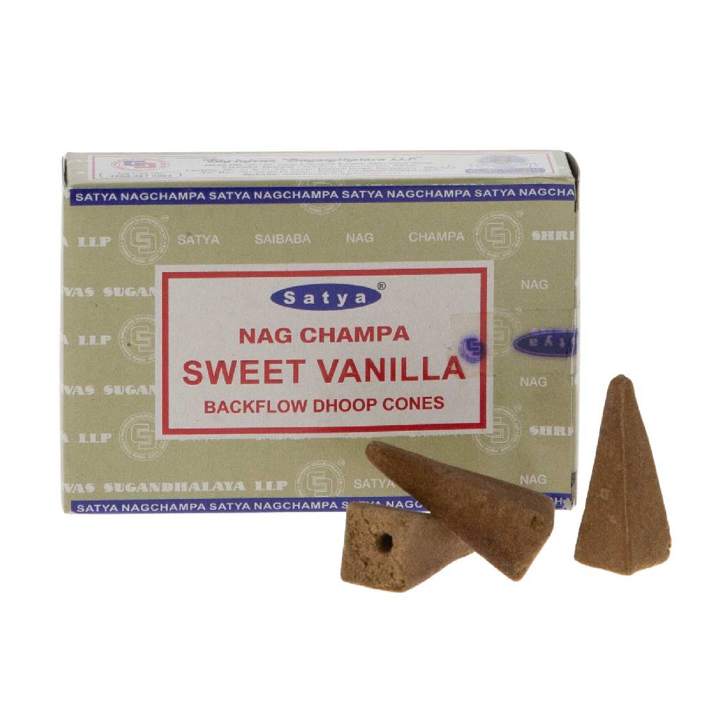 Kunst Und Magie Rückfluss Räucherkegel Satya Nag Champa SWEET VANILLA Cones Dhoop Duftkegel Backflow Cones Großer Ausverkauf