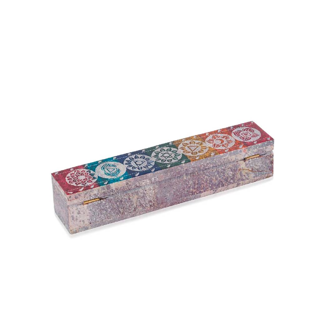 Kunst Und Magie Räucherstäbchenhalter - 7 Chakra Dose Box für Räucherstäbchen Speckstein Box Exklusivangebot