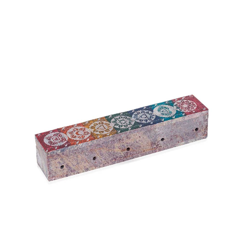 Kunst Und Magie Räucherstäbchenhalter - 7 Chakra Dose Box für Räucherstäbchen Speckstein Box Exklusivangebot