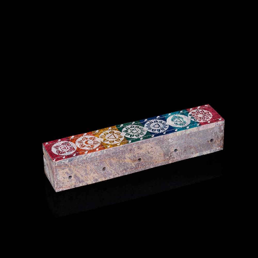 Kunst Und Magie Räucherstäbchenhalter - 7 Chakra Dose Box für Räucherstäbchen Speckstein Box Exklusivangebot