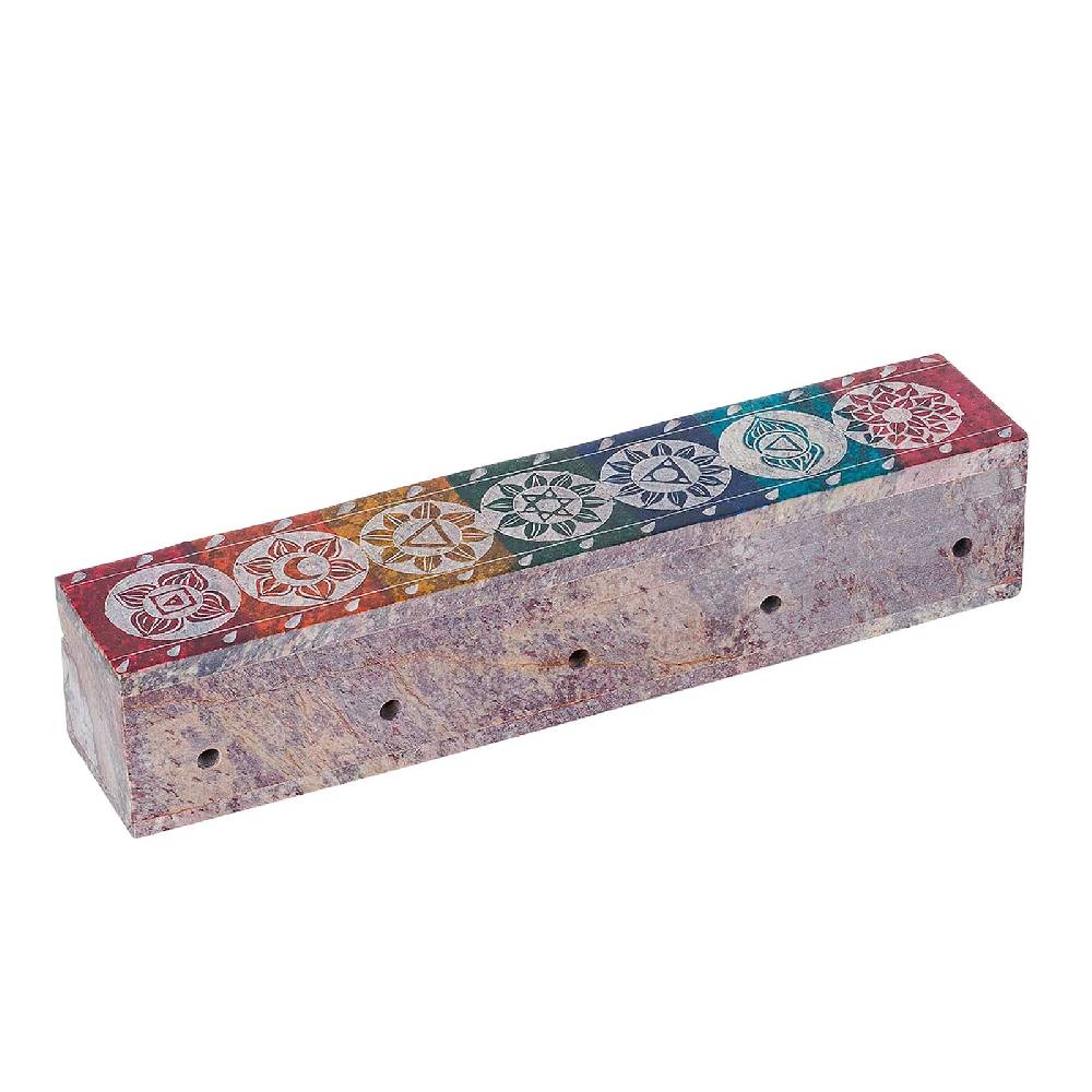 Kunst Und Magie Räucherstäbchenhalter - 7 Chakra Dose Box für Räucherstäbchen Speckstein Box Exklusivangebot