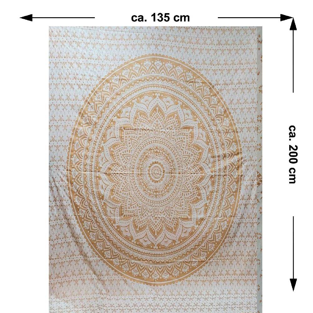 Kunst Und Magie Kunst und Magie Tagesdecke Wandbehang Deko Tuch Golden White Lotus Mandala ca. 200 x135cm Neueste Mode