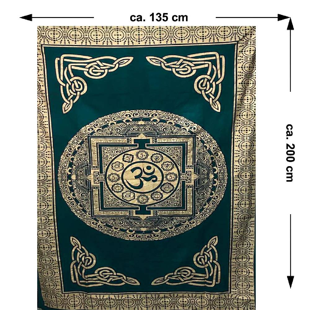 Kunst Und Magie Kunst und Magie Tagesdecke Wandbehang Deko Tuch Om Yantra Mandala ca. 200 x135cm Blitzangebot