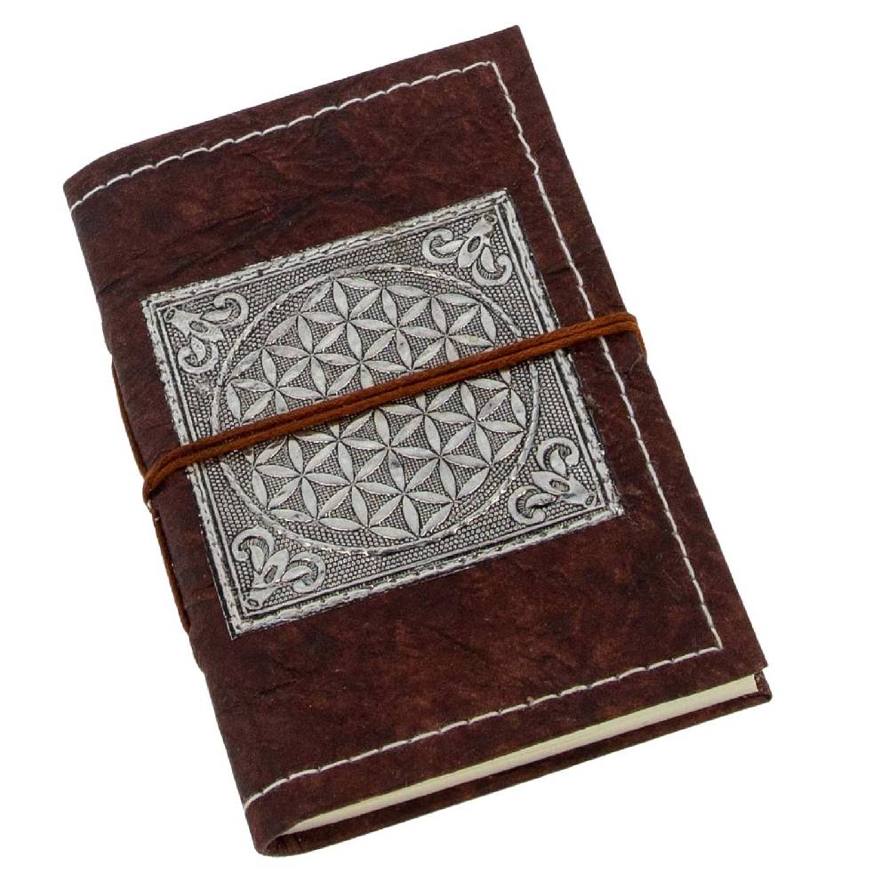 Kunst Und Magie Tagebuch Poesiealbum Lebensblume Blume des Lebens handgefertigt - Geprägtes Notizbuch 15x11cm Flower of Life Wochenangebot