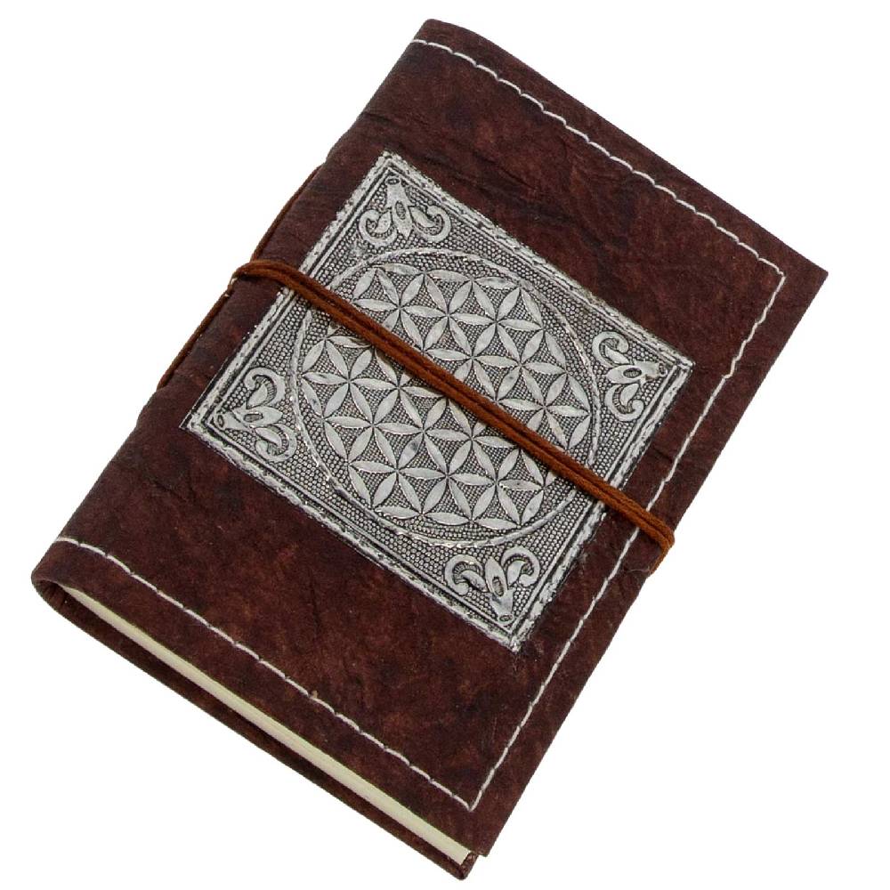 Kunst Und Magie Tagebuch Poesiealbum Lebensblume Blume des Lebens handgefertigt - Geprägtes Notizbuch 15x11cm Flower of Life Wochenangebot