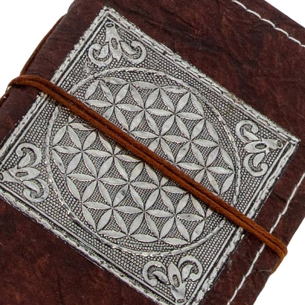 Kunst Und Magie Tagebuch Poesiealbum Lebensblume Blume des Lebens handgefertigt - Geprägtes Notizbuch 15x11cm Flower of Life Wochenangebot