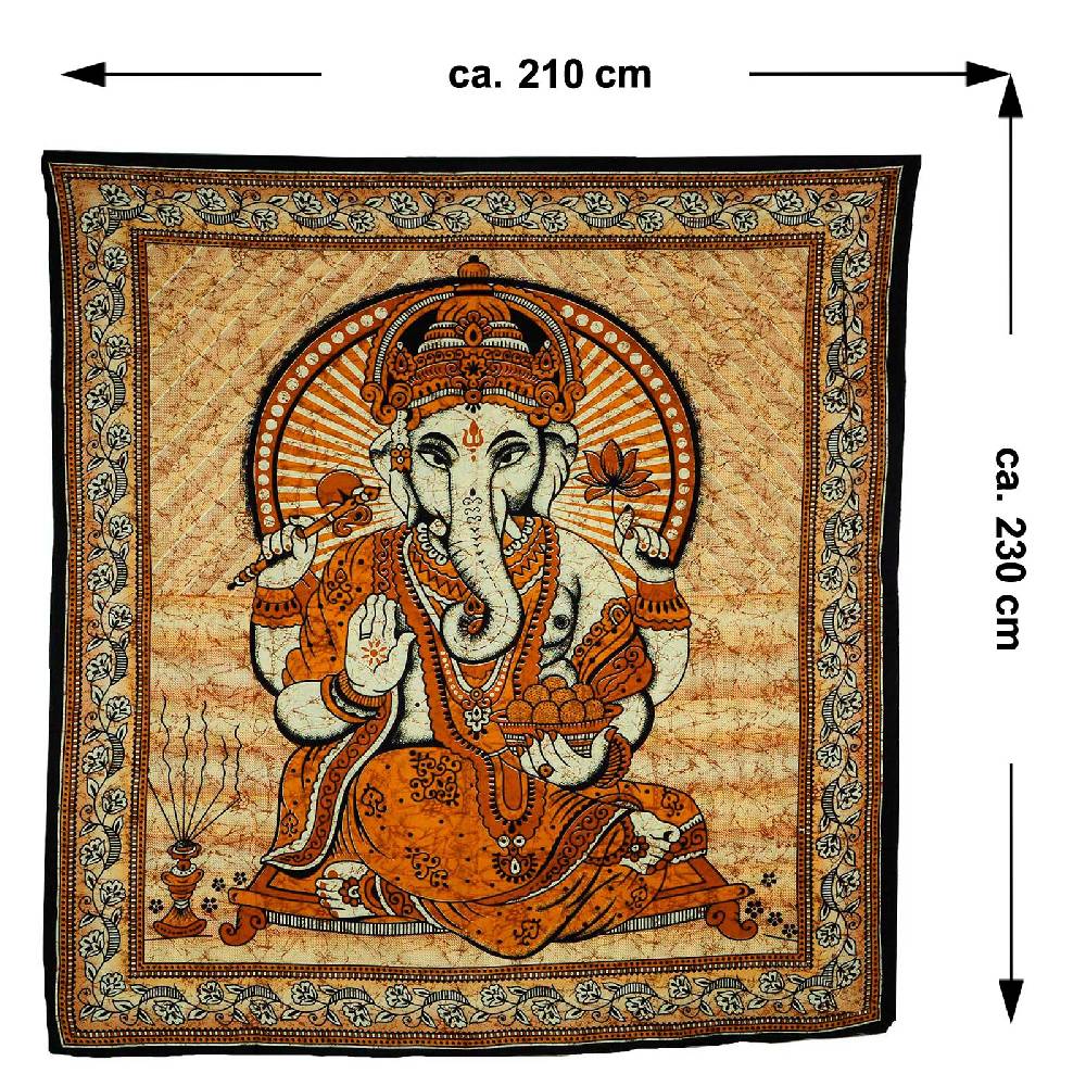 Kunst Und Magie Ganesha Dekotuch Große Tagesdecke Wandbehang Tuch Goa ca. 210 x 230 cm Letzter Tag