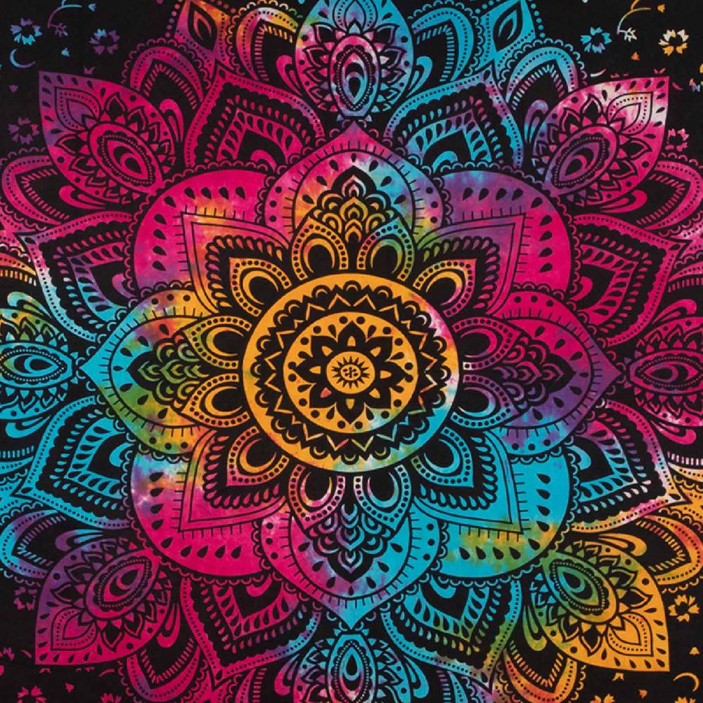 Kunst Und Magie Kunst und Magie Tagesdecke Wandbehang Buntes Tuch Lotus Mandala ca. 200 x 135 cm Bis zu 65% Rabatt