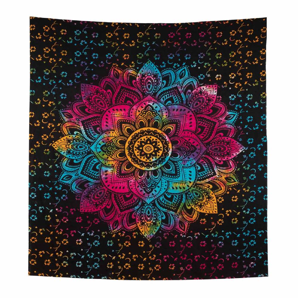 Kunst Und Magie Kunst und Magie Tagesdecke Wandbehang Buntes Tuch Lotus Mandala ca. 200 x 135 cm Bis zu 65% Rabatt