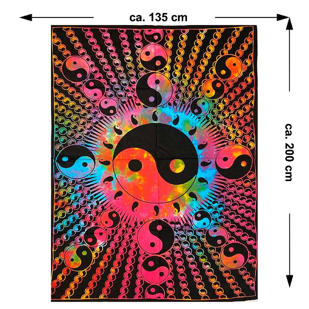 Kunst Und Magie Kunst und Magie Tagesdecke Wandbehang Buntes Tuch Ying & Yang Mandala ca. 200 x 135 cm Vierteljährliche Förderung