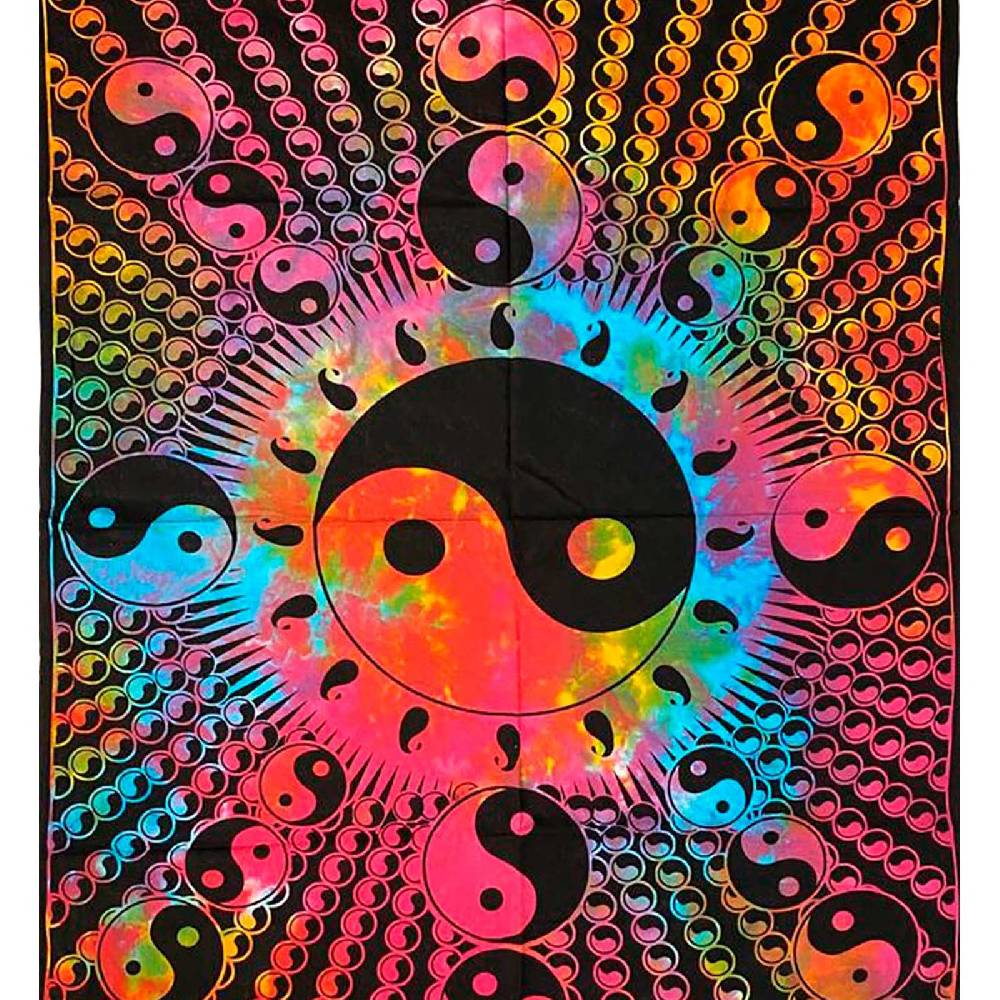Kunst Und Magie Kunst und Magie Tagesdecke Wandbehang Buntes Tuch Ying & Yang Mandala ca. 200 x 135 cm Vierteljährliche Förderung
