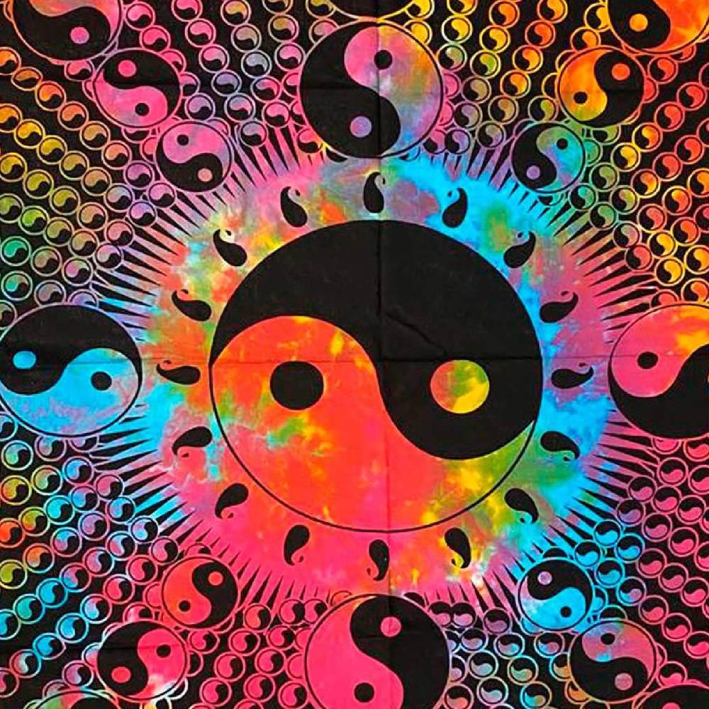 Kunst Und Magie Kunst und Magie Tagesdecke Wandbehang Buntes Tuch Ying & Yang Mandala ca. 200 x 135 cm Vierteljährliche Förderung
