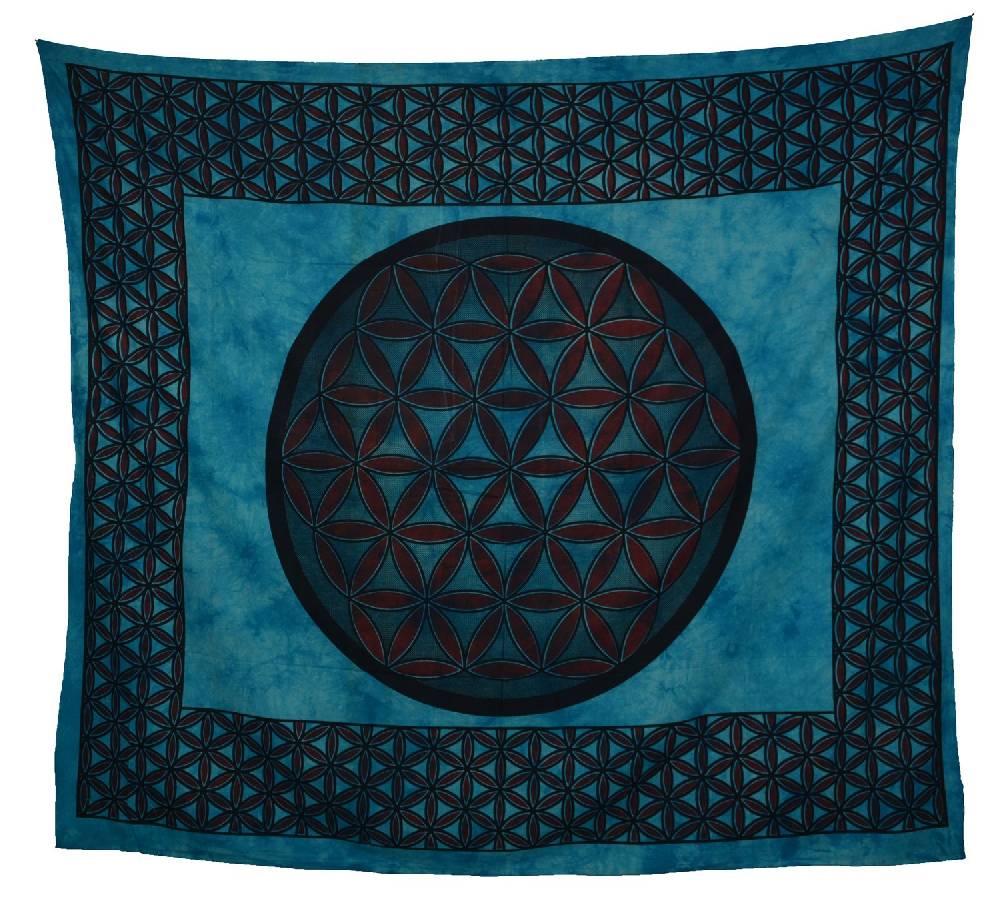 Kunst Und Magie Tagesdecke Wandbehang Blume des Lebens Mandala Tuch Indien ca. 230 x 210 cm von Kunst und Magie Bis zu 55% Rabatt