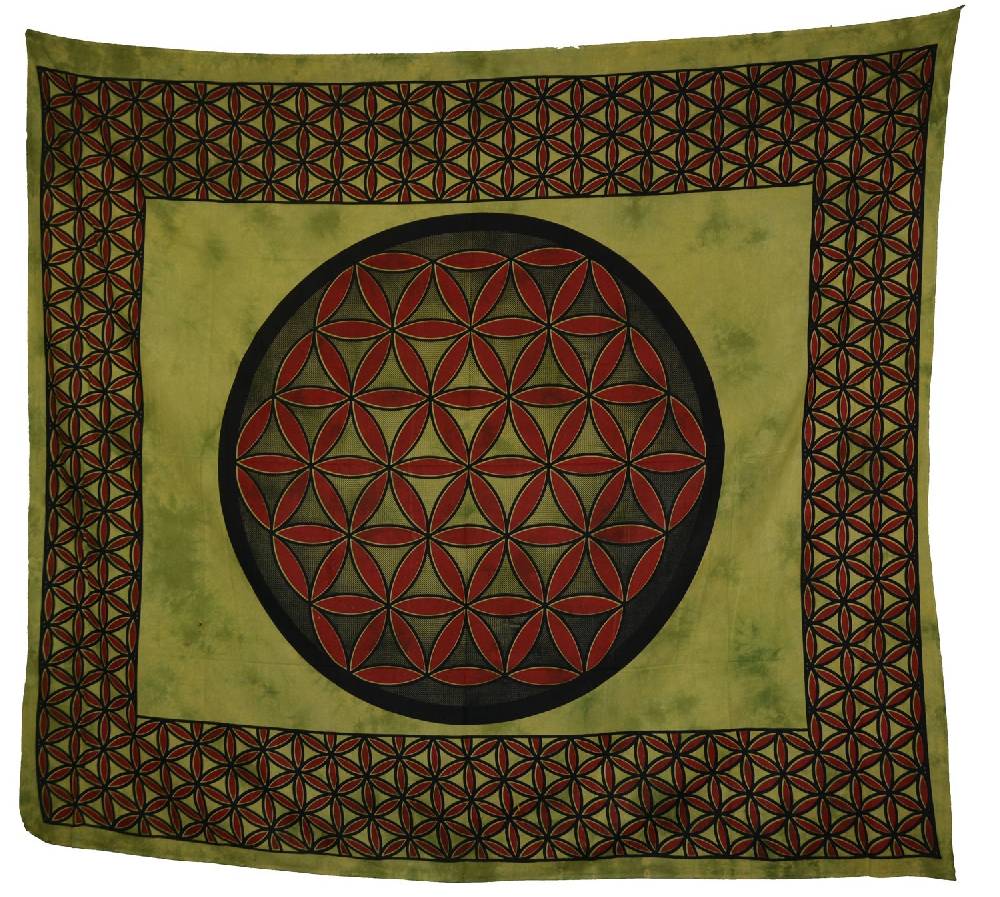 Kunst Und Magie Tagesdecke Wandbehang Blume des Lebens Mandala Tuch Indien ca. 230 x 210 cm von Kunst und Magie Discount Store für neue Produkte